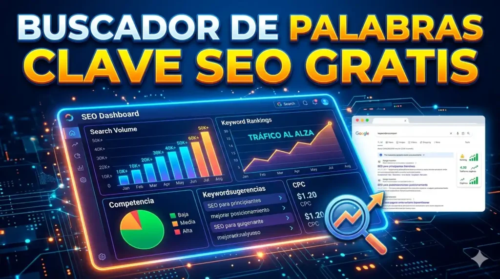 Buscador Palabras Clave SEO Gratis 2026 | Keyword Research Profesional Buscador de palabras clave SEO gratis con volumen de búsqueda y competencia